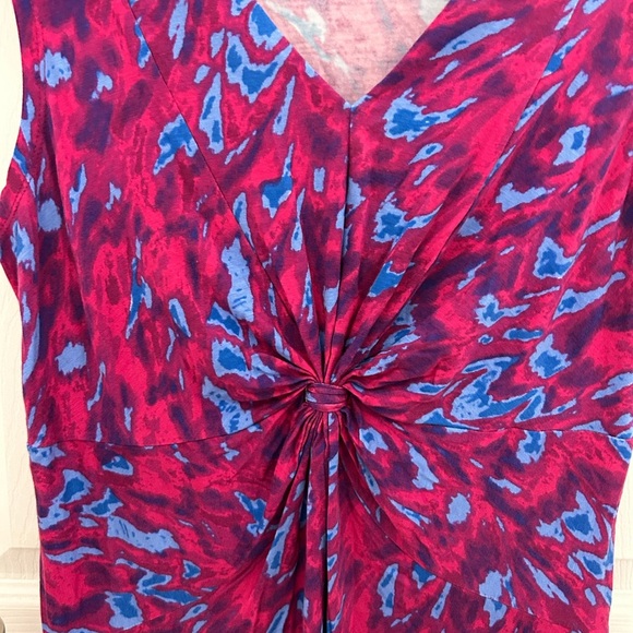 Fuschia Pink Tank Top with Abstract Blue Pattern, Sz M - Picture 2 of 6